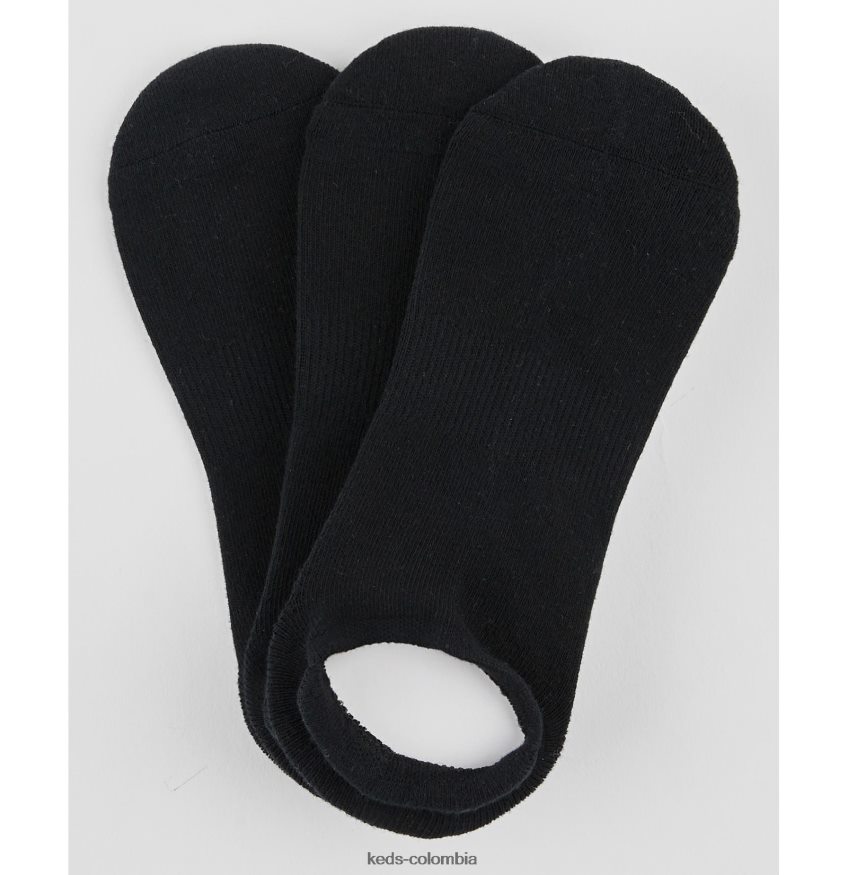 RF0RND218 Paquete de 3 calcetines con forro acolchado y corte bajo negro mujer Keds