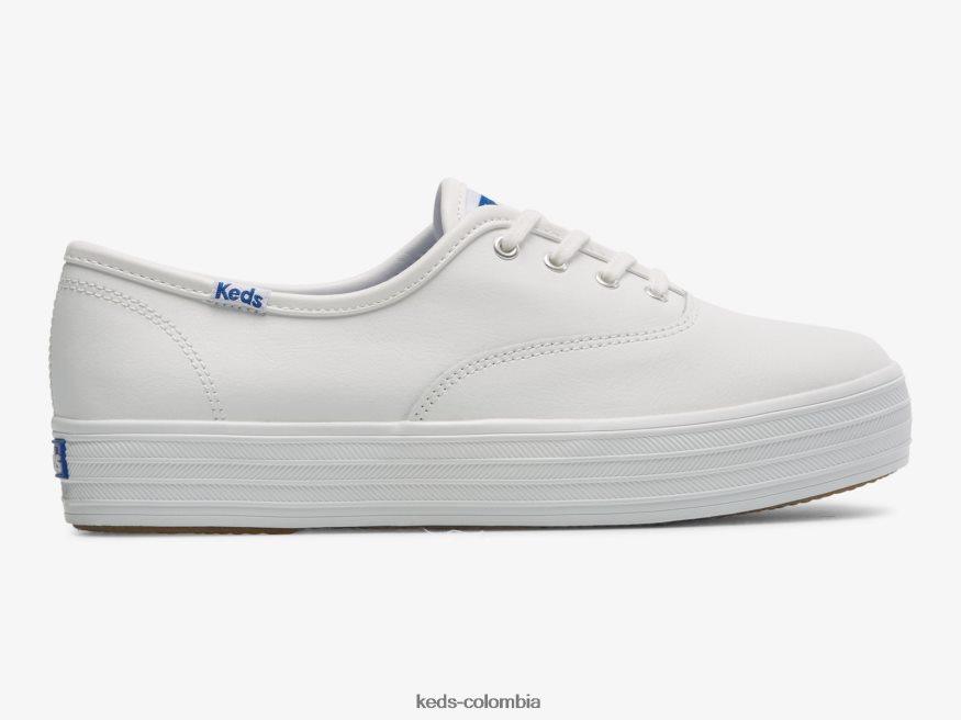 RF0RND101 la zapatilla de cuero con plataforma blanco mujer Keds