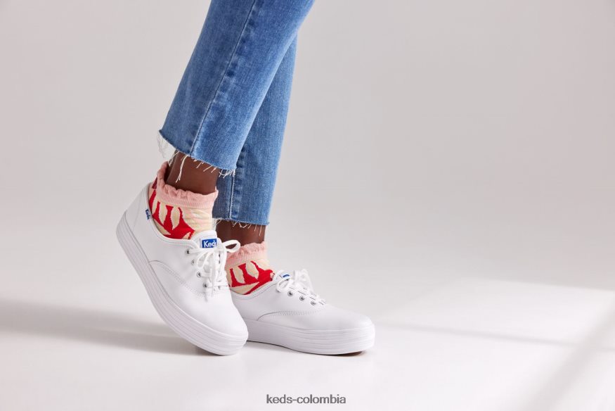 RF0RND101 la zapatilla de cuero con plataforma blanco mujer Keds