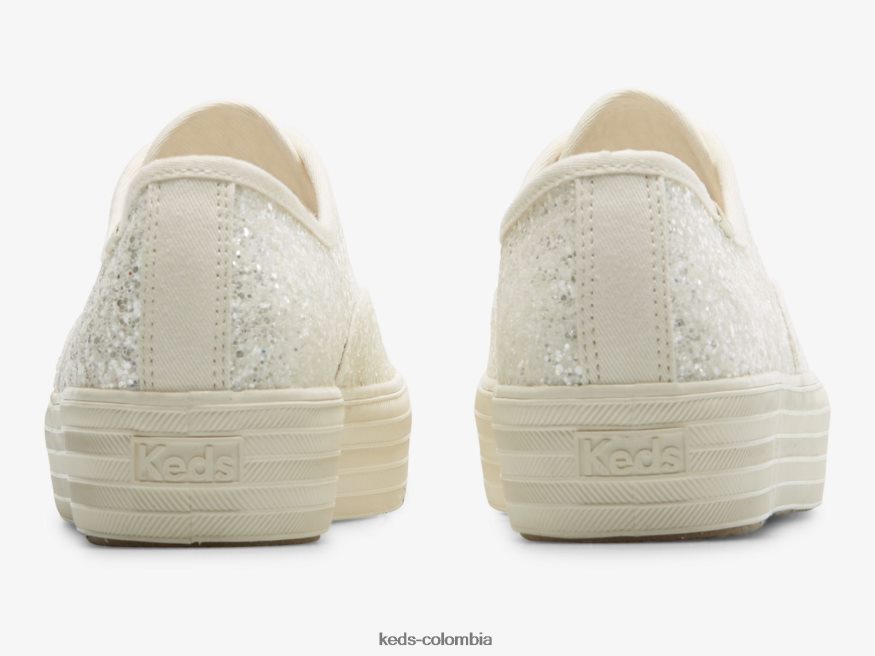 RF0RND102 zapatilla celebración con plataforma y purpurina crema mujer Keds