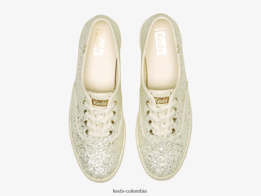 RF0RND102 zapatilla celebración con plataforma y purpurina crema mujer Keds