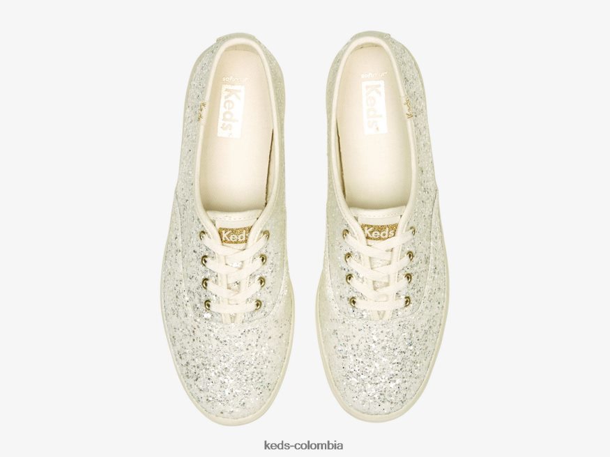 RF0RND104 tenis campeones con purpurina y celebración crema mujer Keds