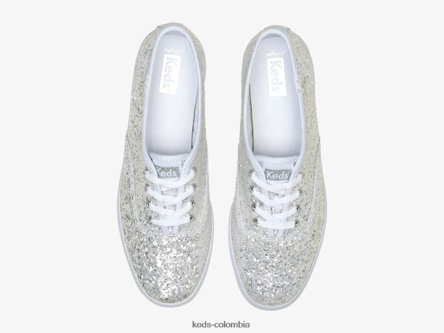 RF0RND107 tenis campeones con purpurina y celebración blanco mujer Keds