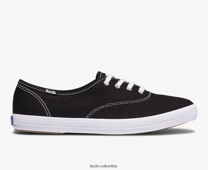 RF0RND109 hazaña de campeón. zapatilla de algodón orgánico negro mujer Keds