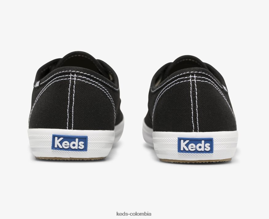 RF0RND109 hazaña de campeón. zapatilla de algodón orgánico negro mujer Keds