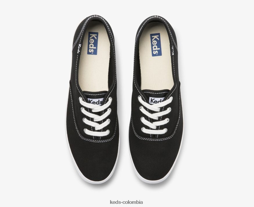 RF0RND109 hazaña de campeón. zapatilla de algodón orgánico negro mujer Keds