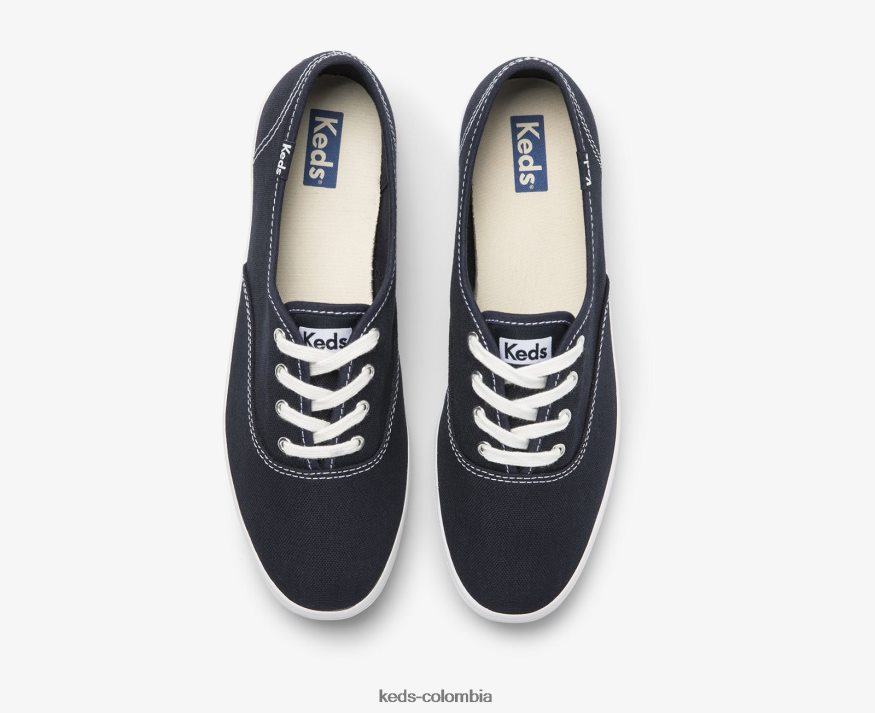 RF0RND110 hazaña de campeón. zapatilla de algodón orgánico Marina de guerra profunda mujer Keds