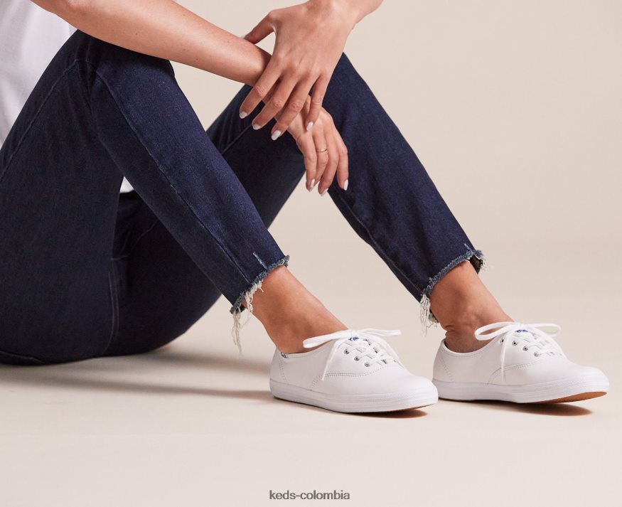 RF0RND111 zapatillas campeon originales de cuero blanco mujer Keds