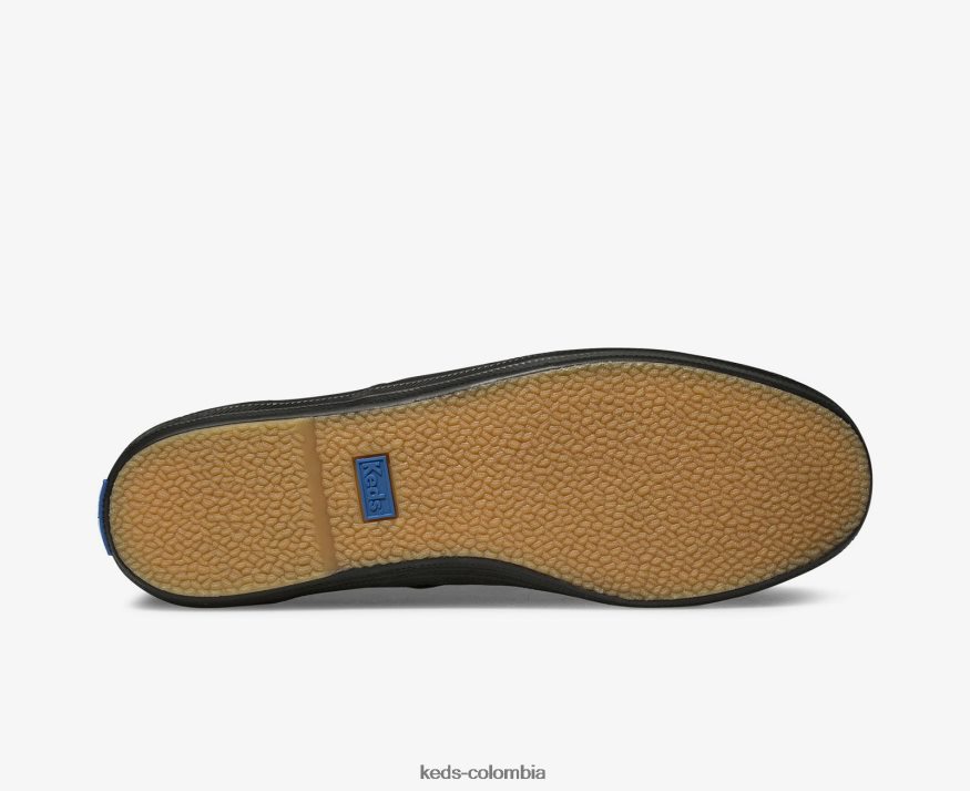 RF0RND112 zapatillas campeon originales de cuero negro mujer Keds