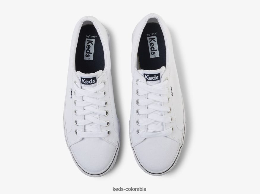 RF0RND121 zapatillas jump kick de lona naval Blanca mujer Keds
