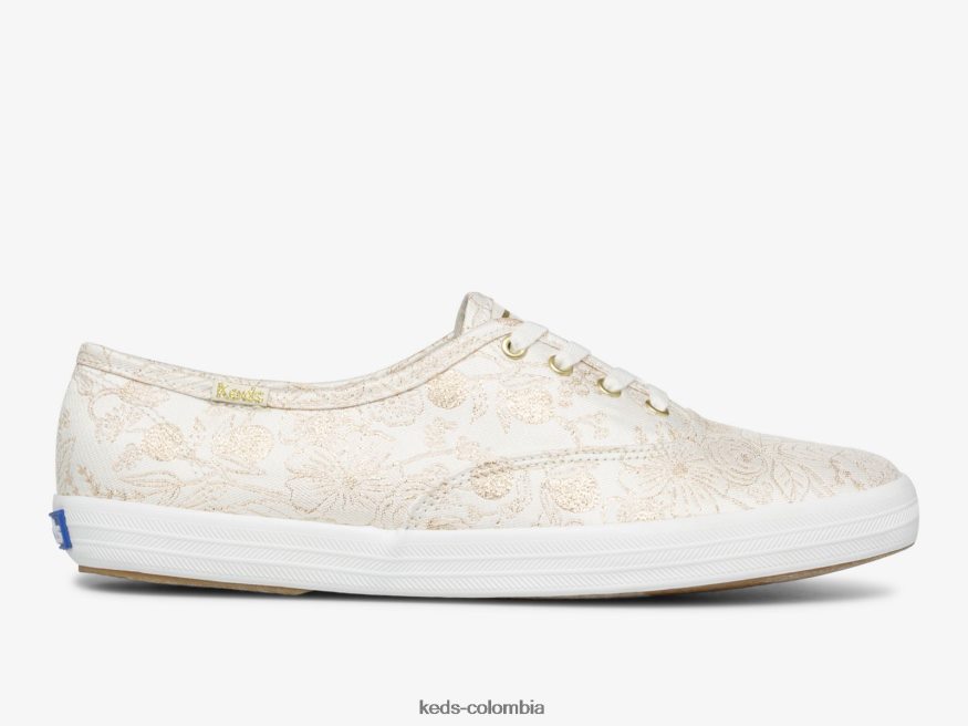RF0RND129 zapatilla colette jacquard campeona Marfil mujer Keds x Rifle Paper Co.