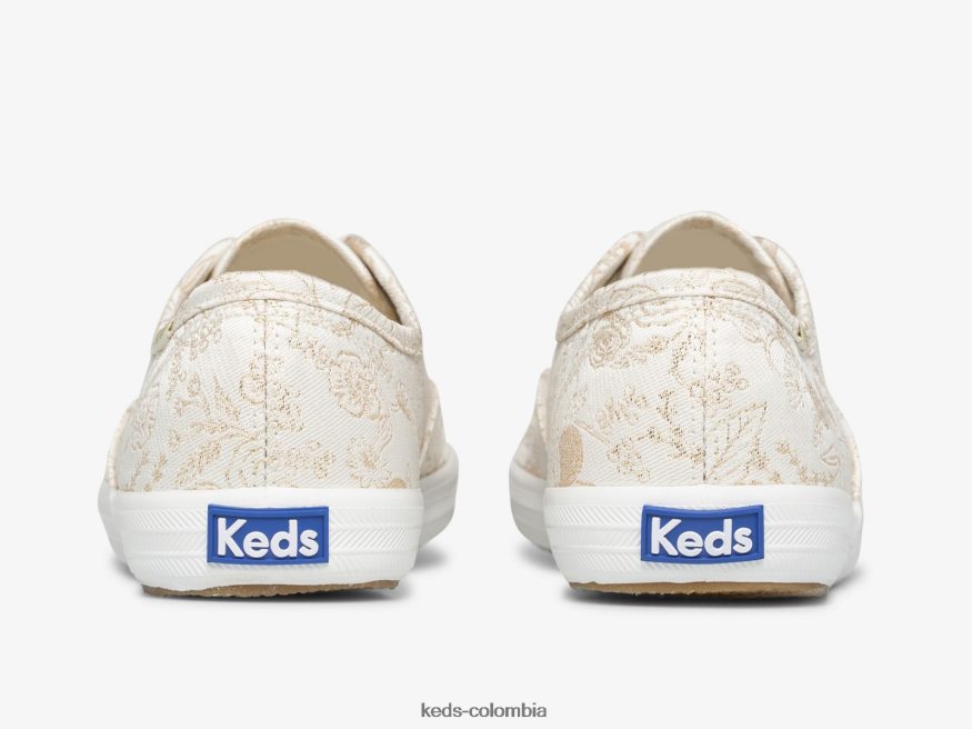 RF0RND129 zapatilla colette jacquard campeona Marfil mujer Keds x Rifle Paper Co.