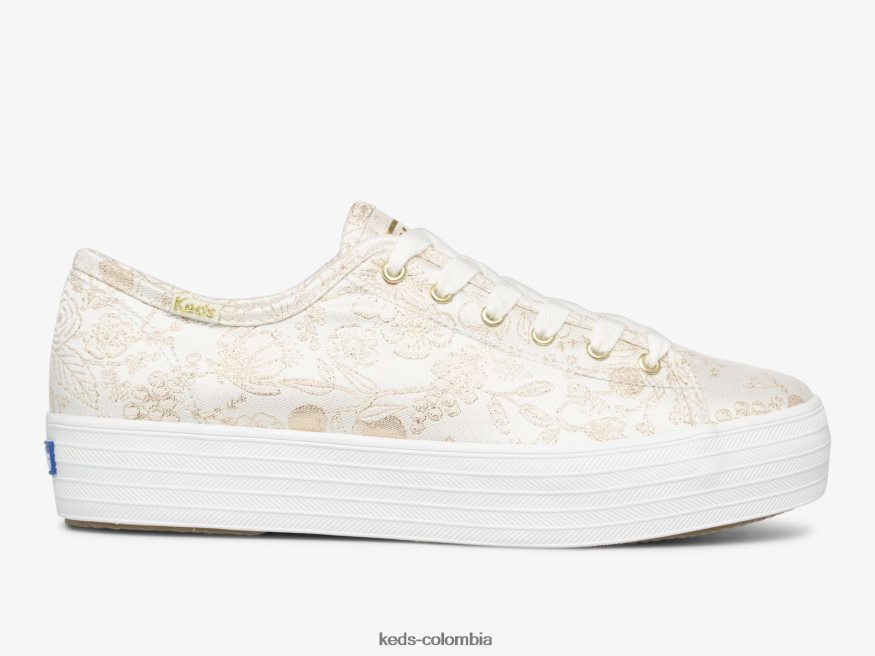 RF0RND130 zapatillas triple kick colette de jacquard Marfil mujer Keds x Rifle Paper Co.