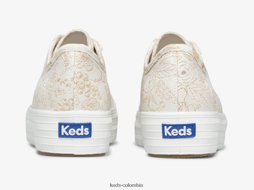 RF0RND130 zapatillas triple kick colette de jacquard Marfil mujer Keds x Rifle Paper Co.