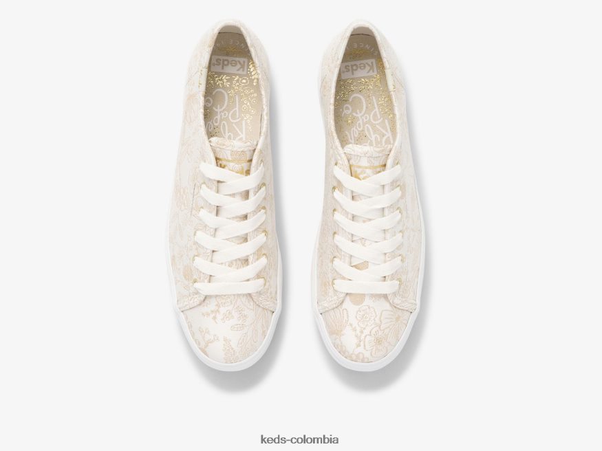 RF0RND130 zapatillas triple kick colette de jacquard Marfil mujer Keds x Rifle Paper Co.