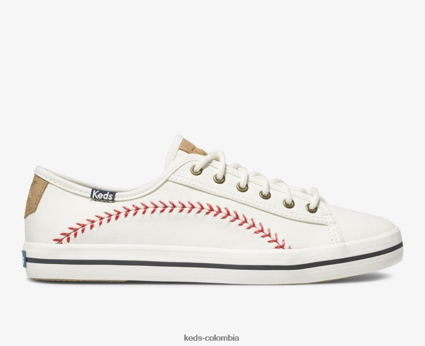 RF0RND131 zapatillas kickstart con banderín lienzo blanquecino mujer Keds