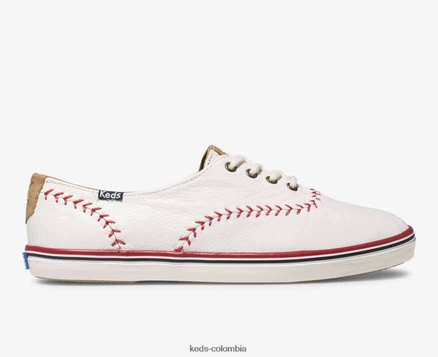 RF0RND132 zapatillas campeon banderín de cuero blanquecino mujer Keds