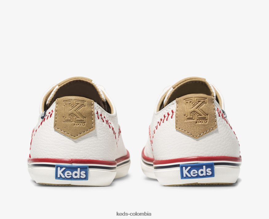 RF0RND132 zapatillas campeon banderín de cuero blanquecino mujer Keds