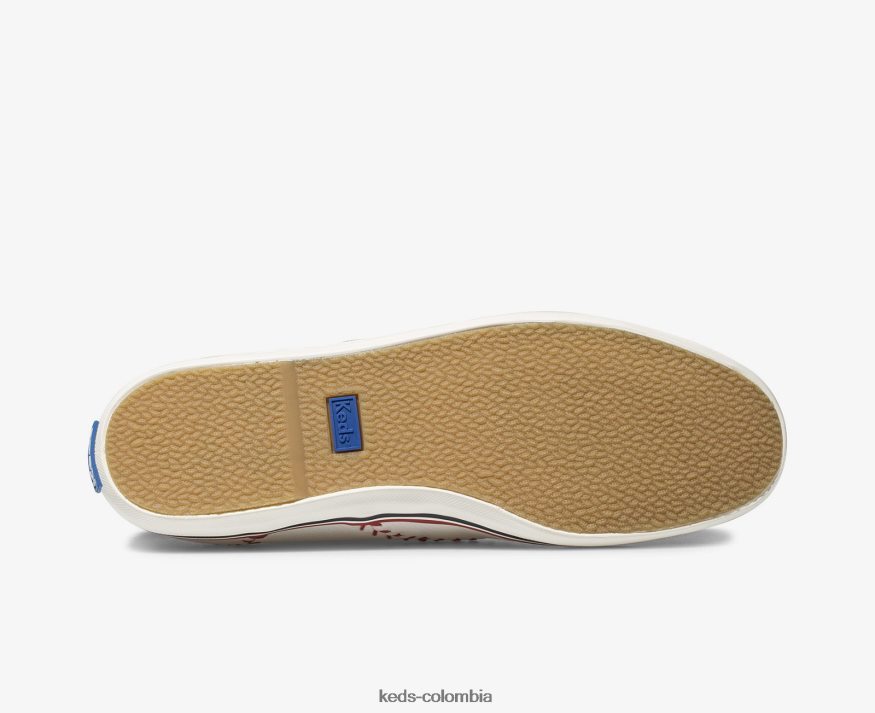 RF0RND132 zapatillas campeon banderín de cuero blanquecino mujer Keds