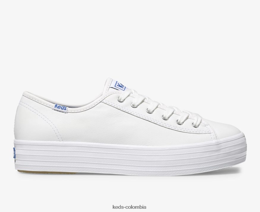 RF0RND134 zapatillas triple kick de cuero blanco mujer Keds