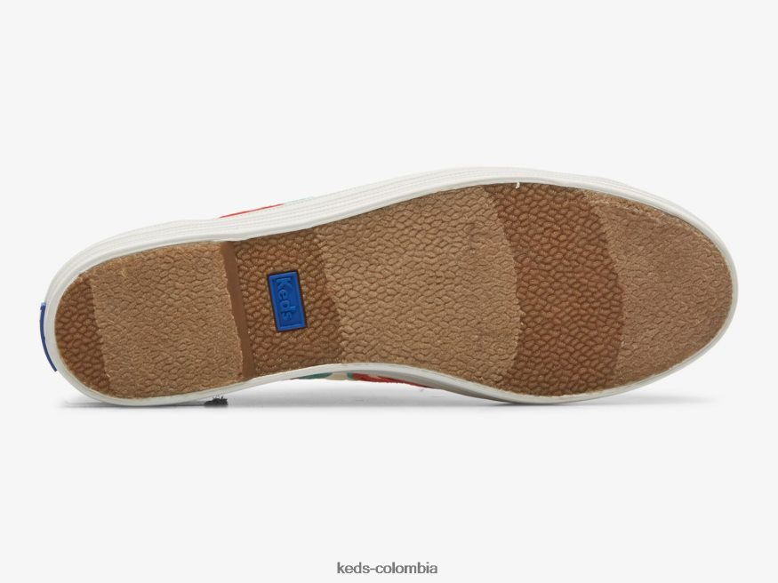 RF0RND152 tenis triple kick con bordado tropical coral blanco mujer Keds