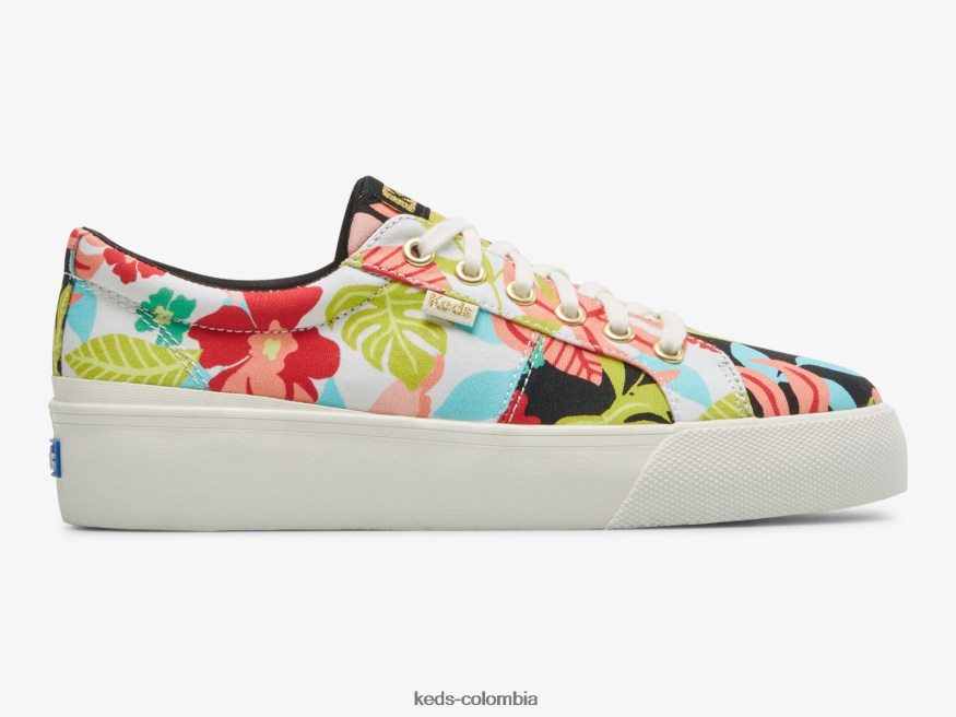 RF0RND156 zapatillas jump kick duo con estampado tropical coral negro mujer Keds