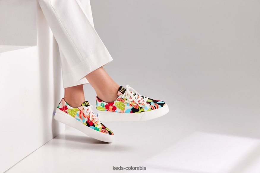 RF0RND156 zapatillas jump kick duo con estampado tropical coral negro mujer Keds