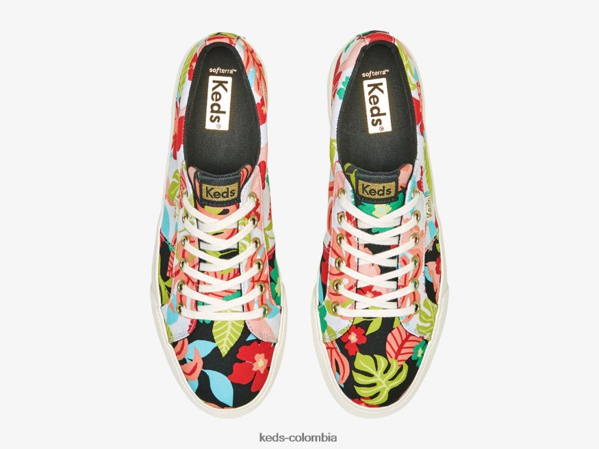 RF0RND156 zapatillas jump kick duo con estampado tropical coral negro mujer Keds