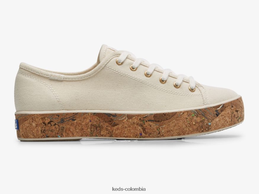 RF0RND166 zapatillas triple kick corcho foxing natural mujer Keds
