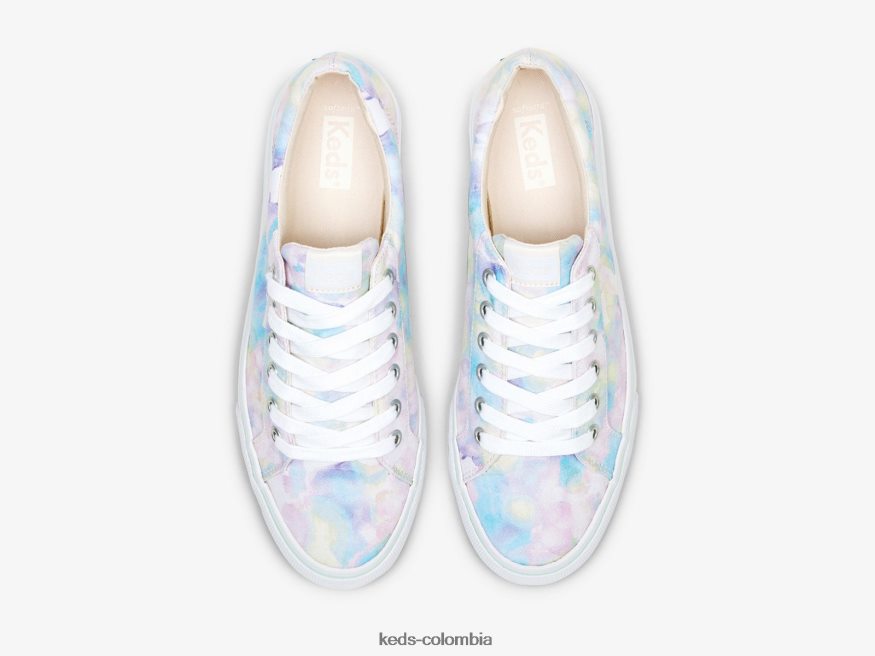 RF0RND169 Zapatillas Jump Kick de lona con estampado floral abstracto rosa mujer Keds