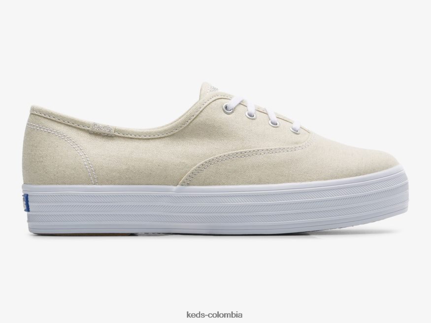 RF0RND170 Zapatilla con plataforma en tejido metalizado. plata mujer Keds