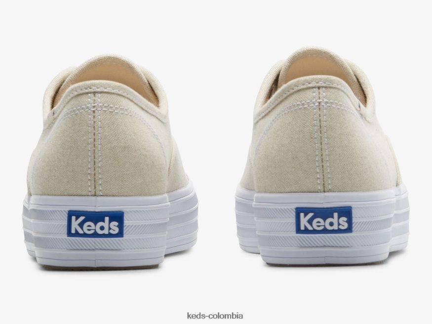 RF0RND170 Zapatilla con plataforma en tejido metalizado. plata mujer Keds