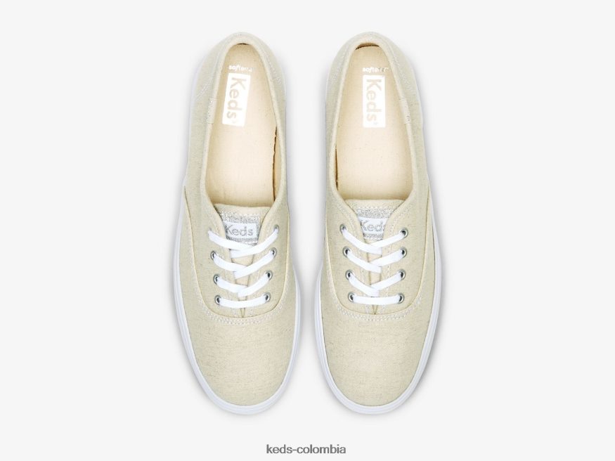 RF0RND170 Zapatilla con plataforma en tejido metalizado. plata mujer Keds