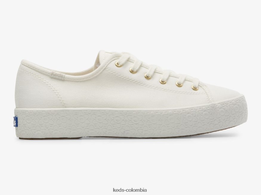 RF0RND171 zapatillas triple kick de lona con relieve y foxing Blanco como la nieve mujer Keds