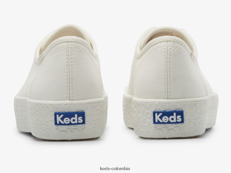 RF0RND171 zapatillas triple kick de lona con relieve y foxing Blanco como la nieve mujer Keds
