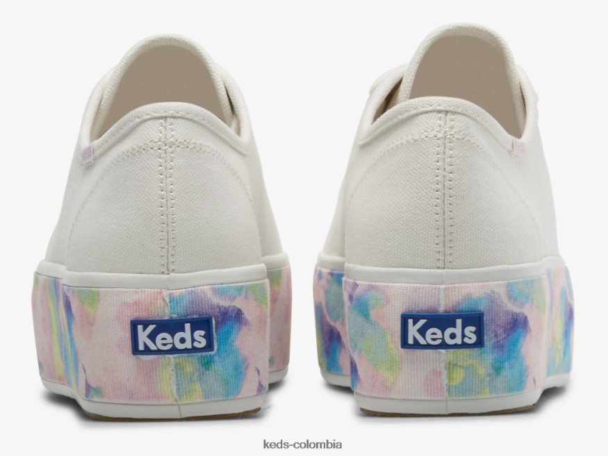 RF0RND172 zapatillas triple up con estampado floral abstracto blanco multicolor mujer Keds