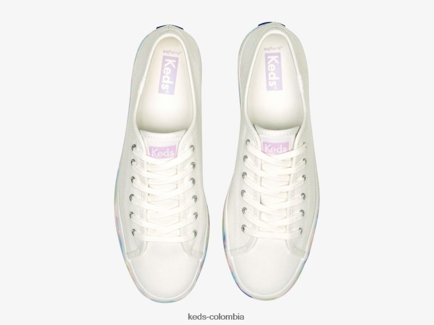 RF0RND172 zapatillas triple up con estampado floral abstracto blanco multicolor mujer Keds
