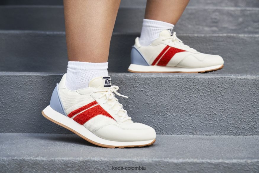 RF0RND173 zapatilla de felpa renacentista blanco rojo mujer Keds