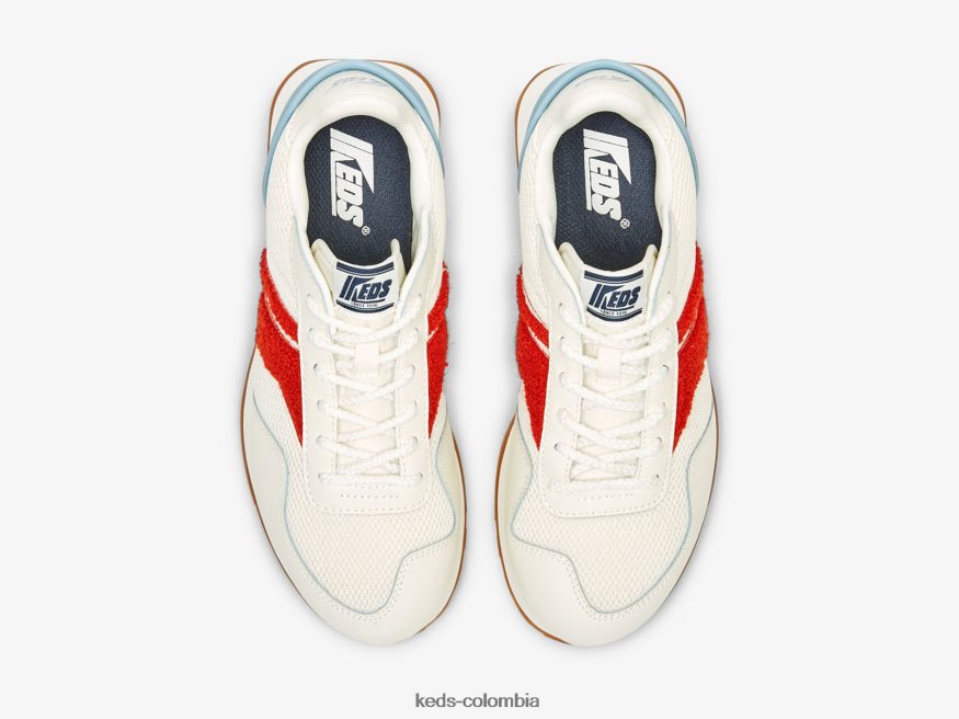 RF0RND173 zapatilla de felpa renacentista blanco rojo mujer Keds