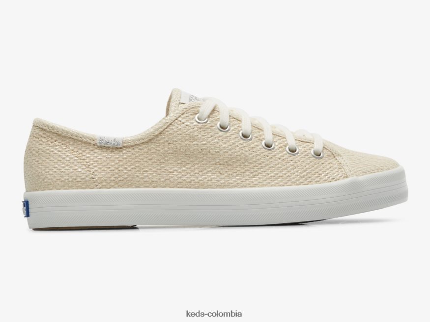 RF0RND175 Zapatilla kickstart de tela metalizada plata natural mujer Keds