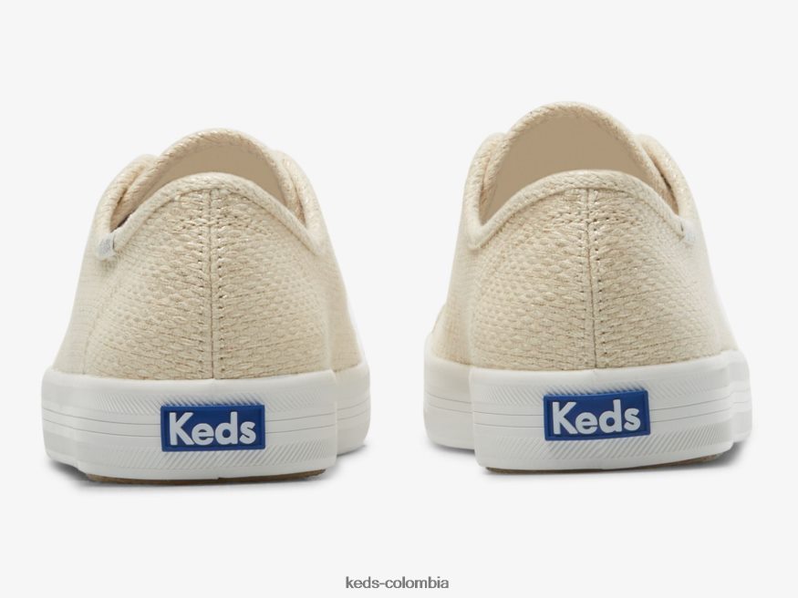 RF0RND175 Zapatilla kickstart de tela metalizada plata natural mujer Keds