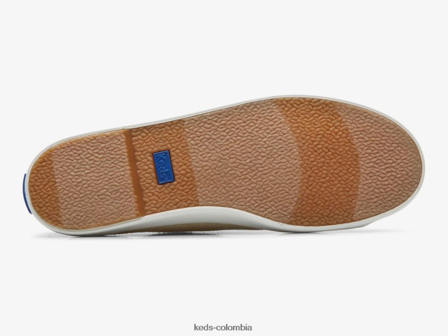 RF0RND175 Zapatilla kickstart de tela metalizada plata natural mujer Keds