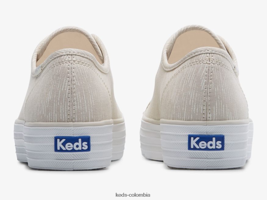 RF0RND176 tenis triple kick de lona con estampado de líneas bronceado plateado mujer Keds