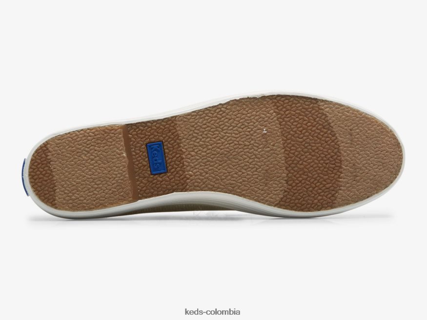 RF0RND176 tenis triple kick de lona con estampado de líneas bronceado plateado mujer Keds
