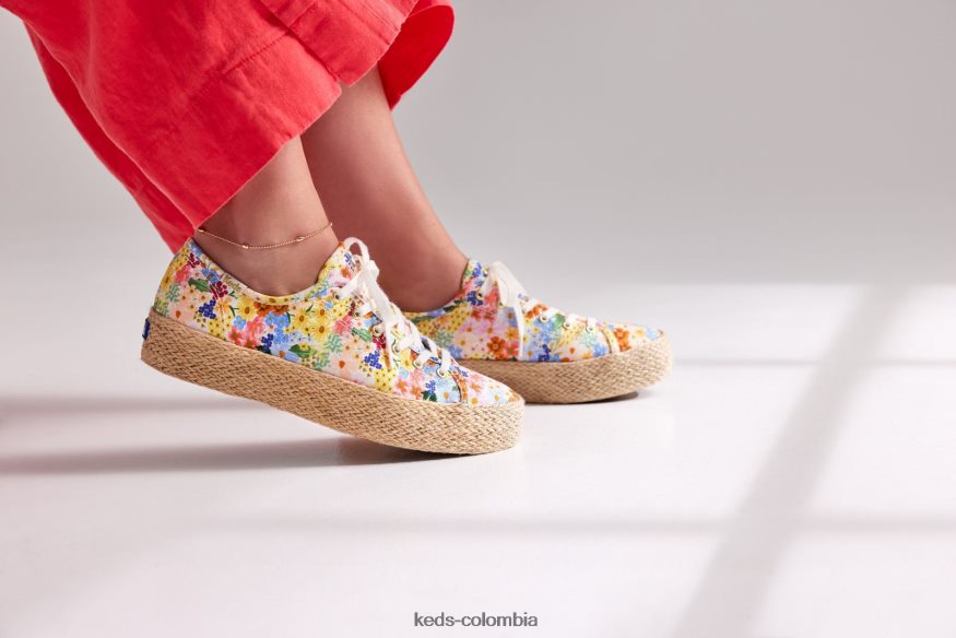 RF0RND177 triple patada yute margaux blanco multicolor mujer Keds x Rifle Paper Co.