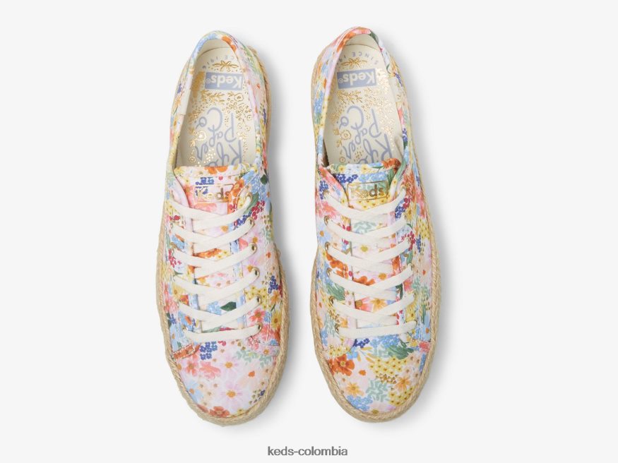 RF0RND177 triple patada yute margaux blanco multicolor mujer Keds x Rifle Paper Co.
