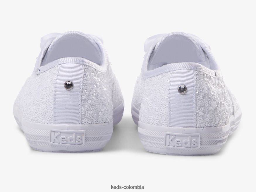 RF0RND178 zapatillas campeon con lentejuelas blanco mujer Keds