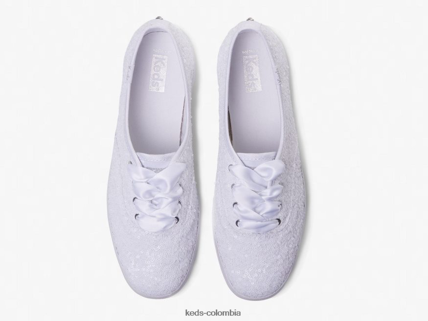 RF0RND178 zapatillas campeon con lentejuelas blanco mujer Keds