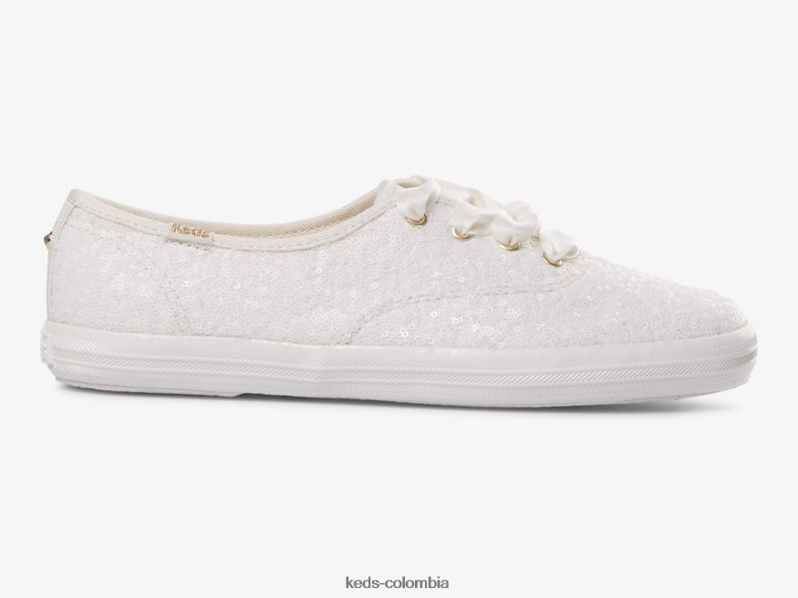 RF0RND179 zapatillas campeon con lentejuelas blanquecino mujer Keds