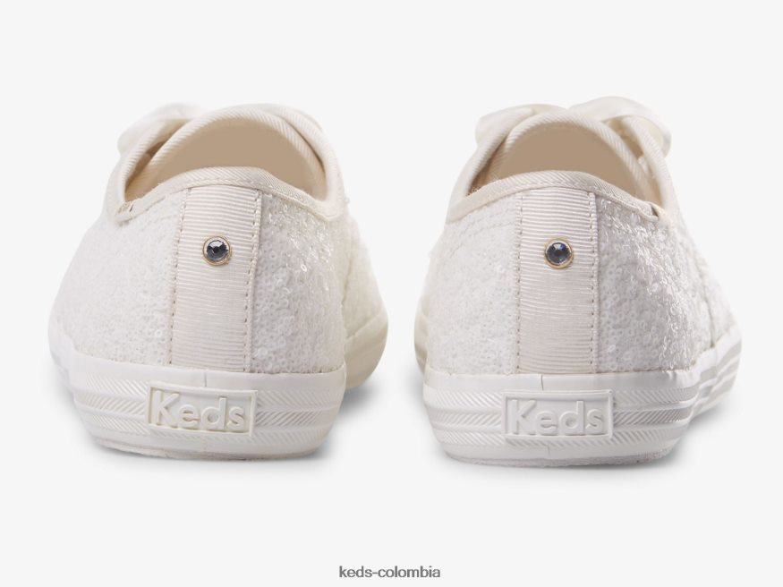 RF0RND179 zapatillas campeon con lentejuelas blanquecino mujer Keds